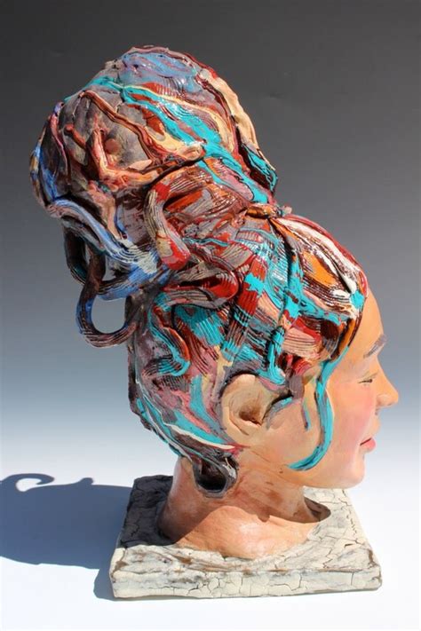 Ceramic Bust Portrait Sculpture Head Of A Woman By Adrienart