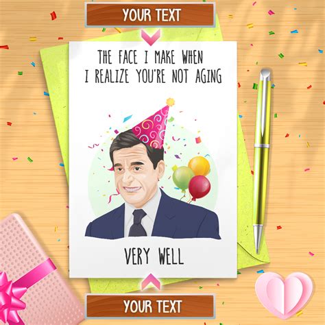 Funny Michael Scott Cringe Face Birthday Card The Office Etsy In 2021
