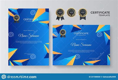 Certificate Of Appreciation Template Trendy Geometric Design Stock