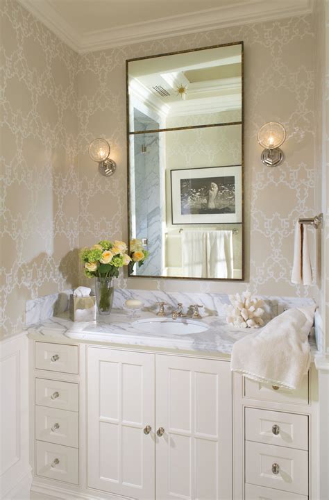 Wendi Young Design Love The Beige Wallpaper With The White Stylish Bathroom Bathroom Design