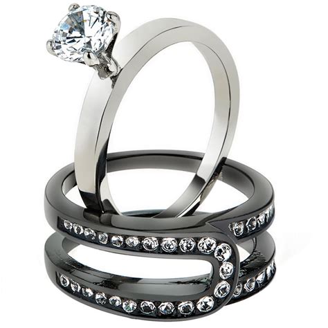 Marimor Jewelry Womens 102 Ct Cubic Zirconia Black Stainless Steel