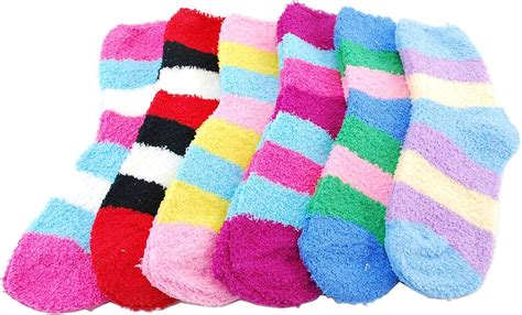 Vip Home Essentials 6 Pack Of Fluffy Fuzzy Socks Two Color
