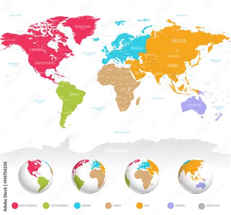 Plakat Colorful Vector World Map