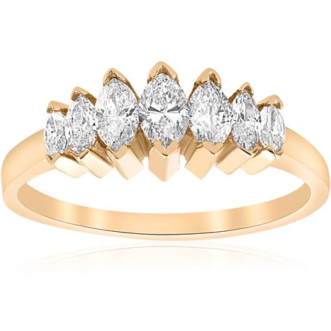 14k Yellow Gold 34ct Marquise Diamond Wedding Anniversary Ring Womens