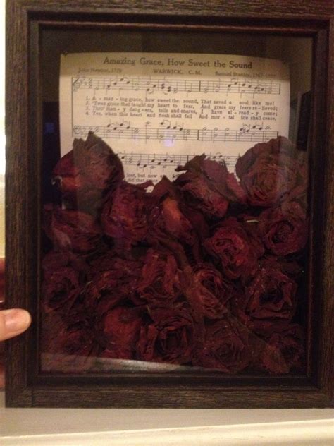 If you can't hold a funeral in person, you might be able to have a remote catholic funeral using a service like gatheringus. Shadow box. Made with roses from my grandmother's funeral ...