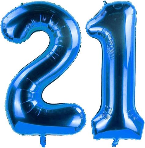 Zooyoo Blue 21 Foil Mylar Number Balloons For 21th Birthday