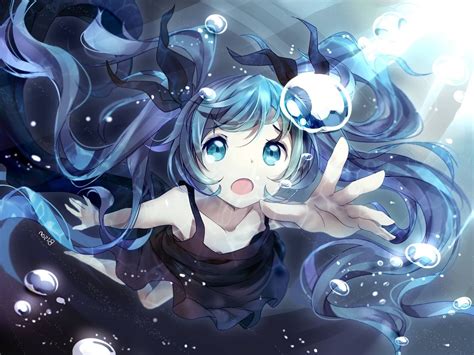 Fondos De Pantalla Ilustración Anime Chicas Anime Pelo Azul