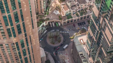 Aerial View Of A Road Intersection Between Skyscrapers In A Big City