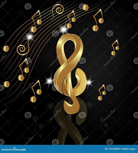 Gold Musical Note On Black Background Vector Stock Vector
