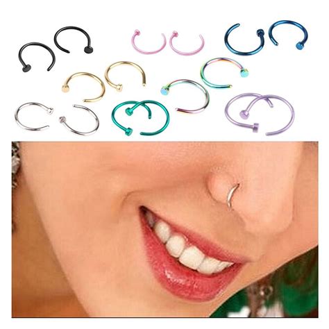 gold nose hoop simple nose hoop nostril hoop silver nose etsy