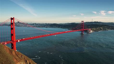 Aerial View Of Golden Gate Bridge And San Francisco Skyline 2 Stock