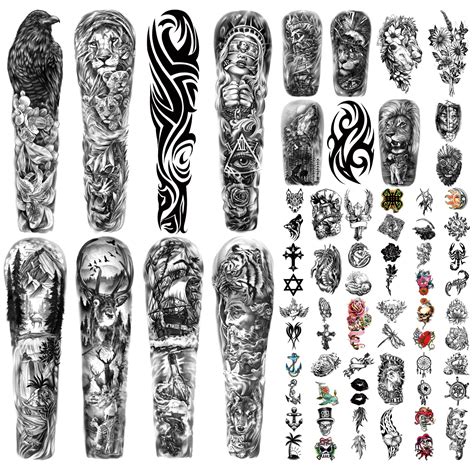 Buy 46 Sheets Large Full Arm Temporary Tattoo Waterproof For Men And