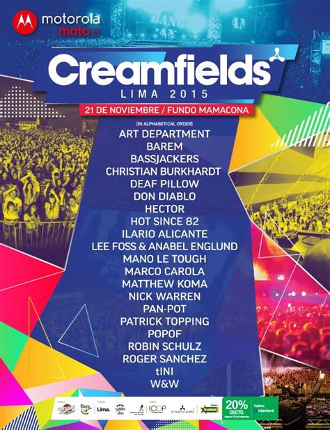 Woensdag 19 augustus pukkelpop is volledig uitverkocht. Creamfields Lima-Perú 2015