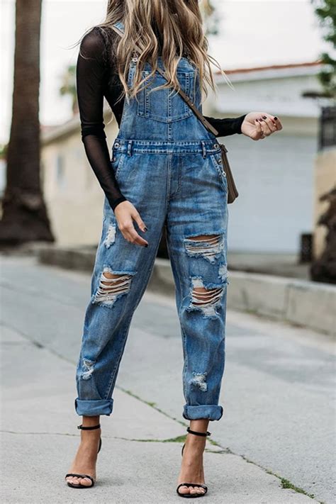 Ripped Denim Overalls Overalls Women Ripped Denim Overalls Overalls