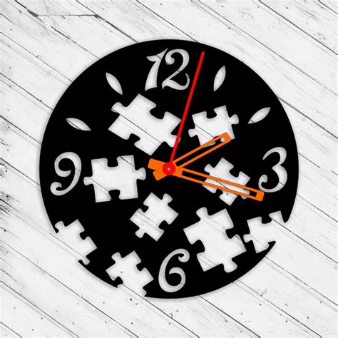 Wall Clock Puzzle Laser Cut Dxf Glowforge Svg Xtool D Cnc Etsy