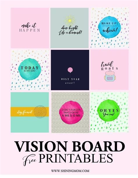 6 Goals Board Diy Free Printables In 2020 Free Vision Board Vision