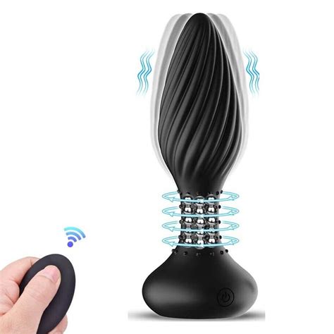 Wireless Remote Control Vibrating Rotating Beads Anal Butt Plug Vibrator Probe Ebay