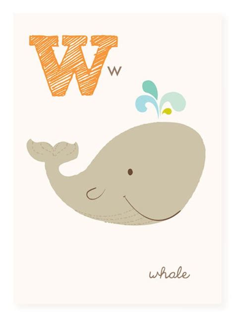 Abc Wall Art Abc Card W Is For Whale Abc Wall Decor Etsy Abc Wall