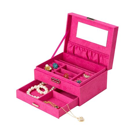 pink suede jewelry drawer box