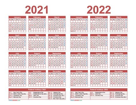 Federal Holidays 2022 Usa Printable Yearly Calendars 2022 Calendar
