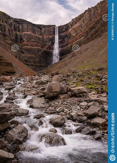 Beautiful Henoss Waterfall In Eastern Iceland Royalty Free Stock