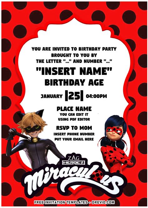 Ladybug C Download Hundreds Free Printable Birthday Invitation
