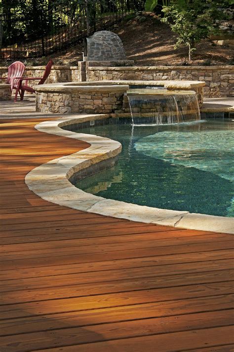 Wood Deck Adjoining An Inground Pool Designed And Built By Atlanta