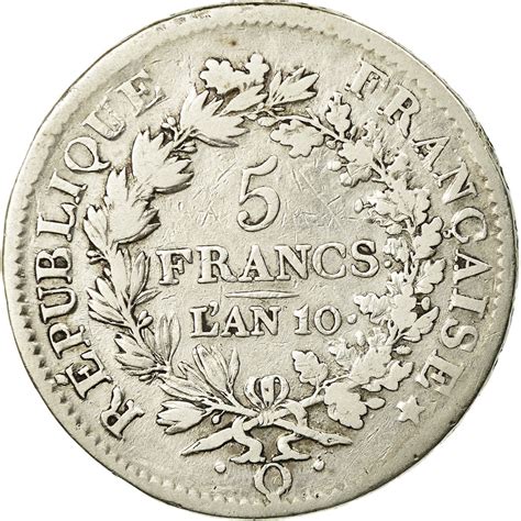Coin France Union Et Force 5 Francs An 10 Perpignan Vf20 25 Silver