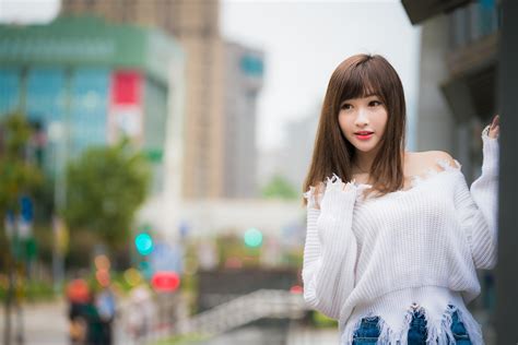Wallpaper Asia Wanita Model Kedalaman Lapangan Si Rambut Coklat