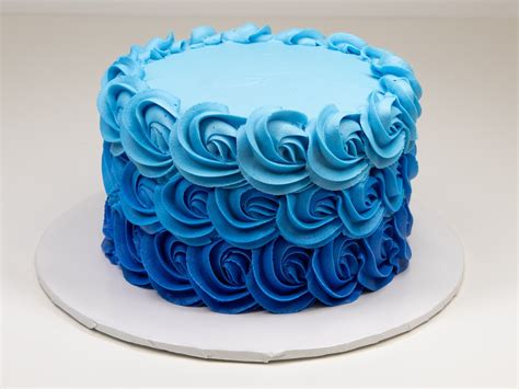 Blue Ombre Rosette Cake