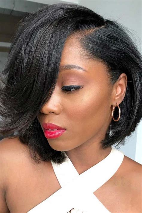 Although many women are afraid to wear their hair shorter, there's a bob hairstyle that's flattering for every face shape and hair texture. 30 Fashionable & Comfortable Bob Hairstyles For Black ...