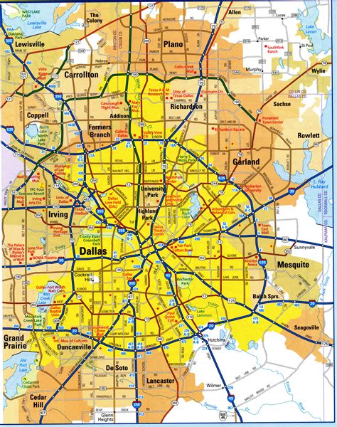 Dallas Area Road Map Printable Map Of Dallas Printable Maps Gambaran