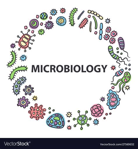 Microbiology Logo Bacterial Microorganism Vector Image
