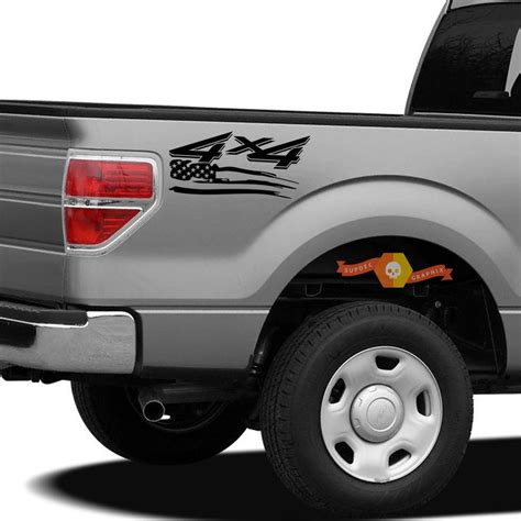 4x4 Off Road Us Flag Truck Bed Decal Set Gloss Black For Ford F 150