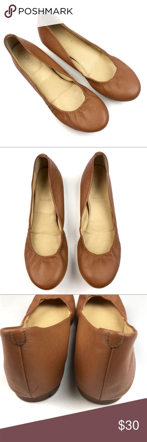 J Crew Brown Leather Ballet Flats 6 Leather Ballet Flats Brown