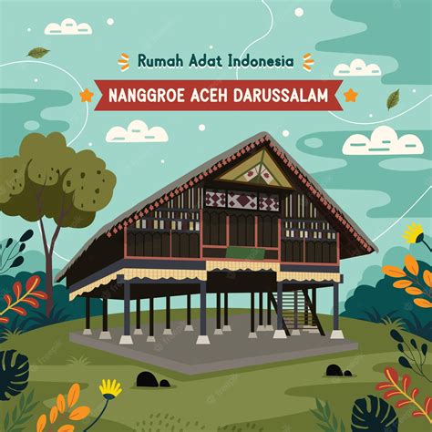 Premium Vector Rumah Adat Indonesia Nanggroe Aceh Darussalam