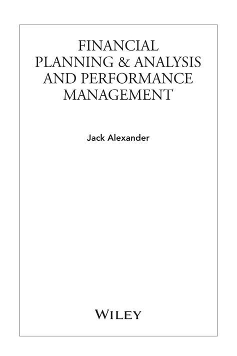 Financial Planning Analysis And Performance Management St Edition E Books Max