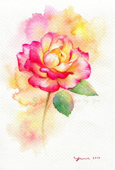 Rose Original Watercolor Painting 75x11 Inches