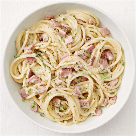 Cook and stir until heated through. Spaghetti with Ham and Brie | Recipe in 2020 | Food network recipes, Food, Dinner