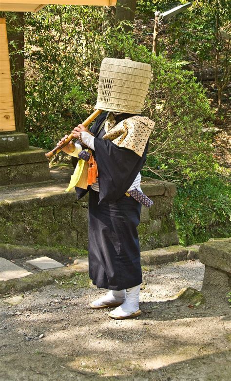 Komusō — Japanese Buddhist Monk Playing A Bamboo Flute Buddhist Monk