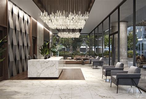 Modern Lobby Apartment On Behance Hotel Lobby Design Modern Lobby