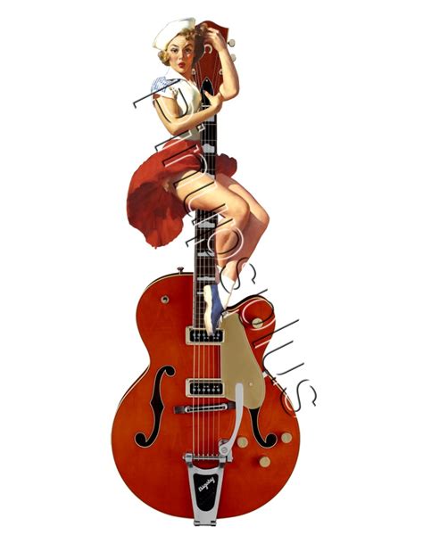 Sexy Pinup Girl Guitar Decal S583 [s583] 4 75 Pin Ups Plus Retro Pinup Decals