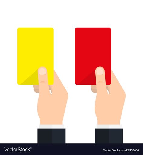 Soccer Referees Hand With Red And Yellow Card Vector Image