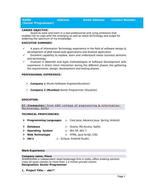 Sample resume format for fresh graduates one page format. Aeronautical Engineer Fresher Resume Format - Best Resume Examples