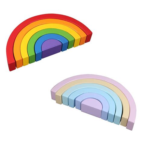 Arc En Ciel En Bois 6 Pièces Jeu Dempilement Jouets Montessori