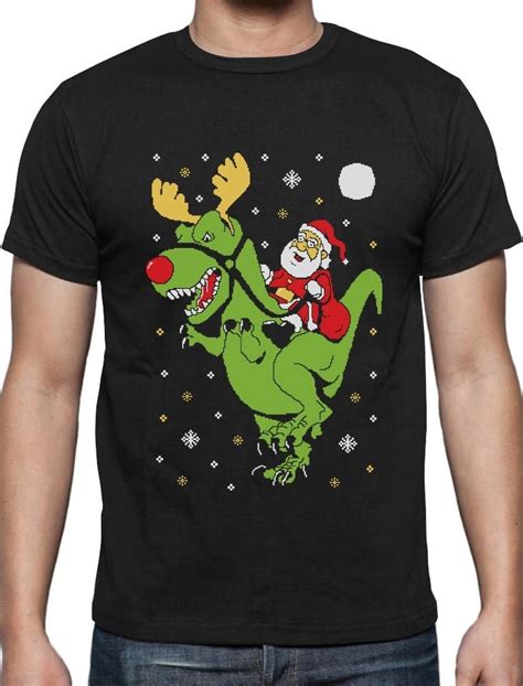 T Rex Santa Ride Funny Ugly Christmas T Shirt T Men T Shirt Print