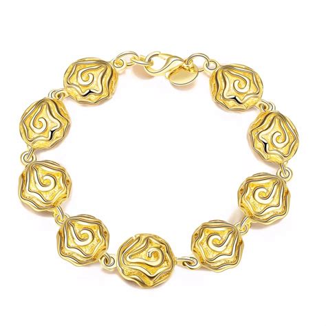 Fashion Jewelry Rose Flower Bracelets Bangles For Women Yellow Gold Bangle Bracelet B013bangles