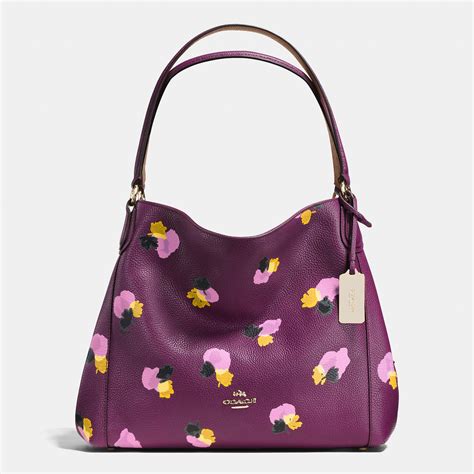Coach Edie Shoulder Bag 31 In Floral Print Leather In Purple Lyst