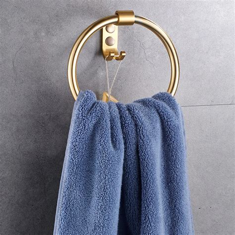 Space Aluminum Wall Mounted Towel Ring Holder For Round Bathroom Hand