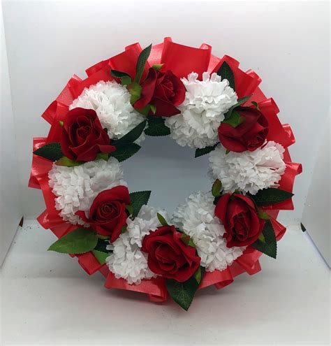 Artificial Funeral Wreath Cemetery Flowers Valentine Memorial Etsy